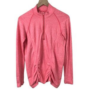 Athleta Womens Orange Fastest Track Half Zip Ruched Pullover Top Medium‎